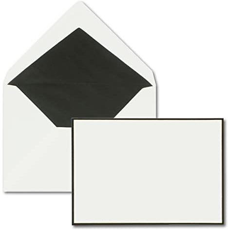 50x Trauerumschläge DIN C6-11,4 x 16,2 cm - Briefumschläge für Trauerkarten und Kondolenz mit handgemachtem schwarzem Trauer-Rand und schwarzem Seidenfutter