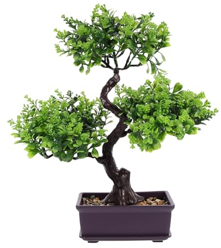 Vaguelly Künstliche Topfpflanze Bonzie-Baum Künstliche Bonsai-Pflanze Desktop-Ornamente Für Zu Hause Realistische Kunstpflanzen Badezimmerpflanzen Hasbulla Plastik Büro Haushalt Minibecken