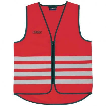 ABUS Warnweste Lumino Day Vest – rote Sicherheitsweste für bessere Sichtbarkeit bei Tag und Nacht - für Erwachsene - mit Reißverschluss