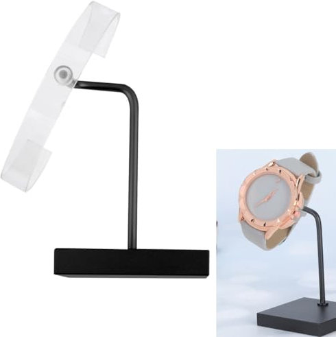 Cabilock Braccialetto per Staffa di Base Vetrina Nera Espositore da Polso Espositore Trasparente per Ornamento Supporto a Forma di C in Metallo Orologio Acrilico