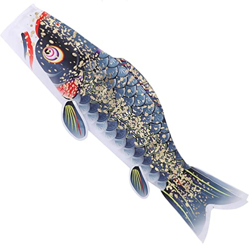 Ipetboom Bandiera giapponese alla carpa a vento 39 pollici a forma di pesce Koinobori decorazione per giardino terrazza esterno 3D goffratura oro sacco a vento per la primavera e le feste