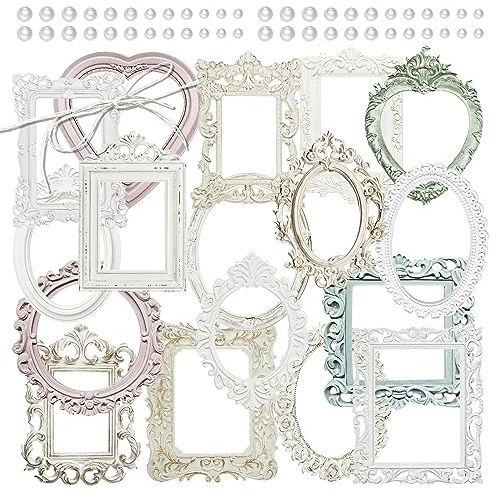 4 Packs Vintage Paper Frame Border Paperboard Photo Picture Frame Retro Scrapbooking Border Paper Mirror Frame Decorative Paper with Embossed Pattern for Journal Art and Craft Photo Wall (Comfort)