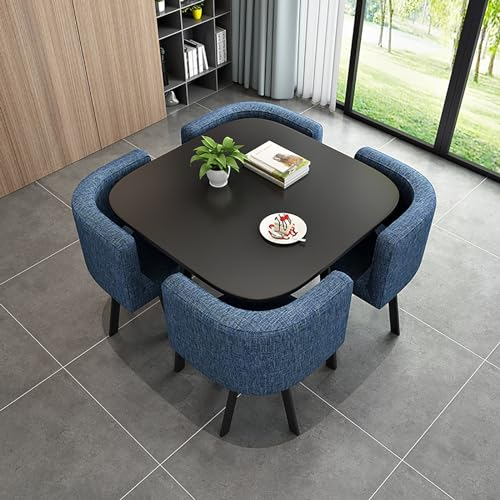 Esstisch Mit 4 Stühlen Set,Küchentisch Und Stühle Für 4 Personen,Rezeption Tisch Und Stuhl Kombination,Konferenztisch Mit 4 Stühlen,Verhandlungstisch,Geeignet Für Esszimmer,Wohnzimmer,Empfangsraum (C