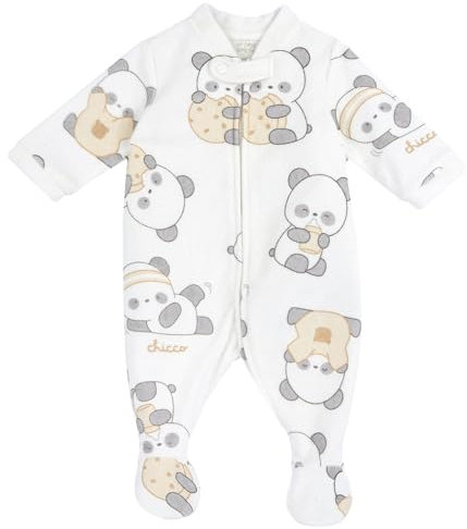 Chicco Tutina Unisex Indoor Apertura Davanti Neonato/Neonata 0-24 mesi, Bianco (2), 1 mesi, Designed in Italy