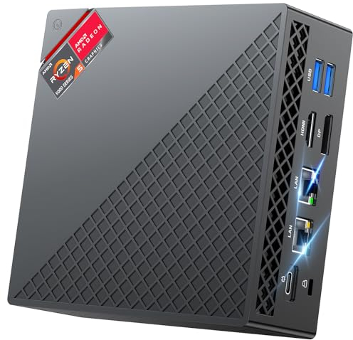 NiPoGi AM06 PRO Mini PC 32 GB RAM, Ryzen 5 5500U (6C/12T, fino a 4,0 GHz) Mini PC Dual LAN, Mini computer desktop SSD M.2 NVMe da 512 GB, Triplo display 4K/WiFi 5/BT 4.2 per giochi/Ufficio/HTPC.