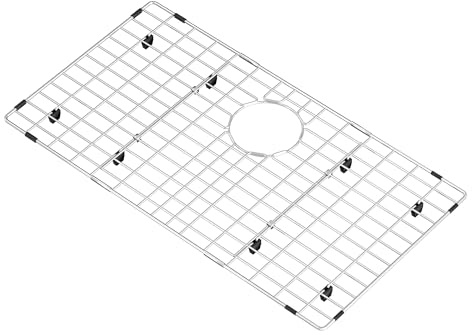 blitzlabs Sink Bottom Grid Kitchen Sink Grid Protector Stainless Steel Sink Grate with Rear Drain Metal Sink Grid for Kitchen Single Sink Bowl 27.6L×14.6W