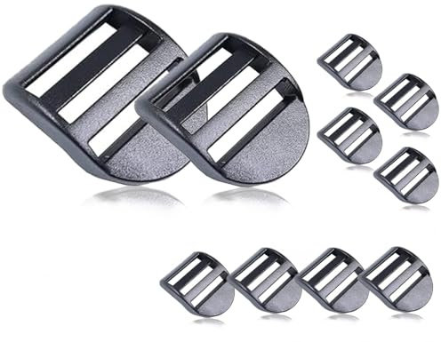 KAPSING 8 Stück Leiterschnalle,Kunststoff Schiebeschnalle,Verstellbare Gurtband Gurtschnalle,4 Stück 25mm + 4 Stück 32mm Steckschließe,für Rucksack Schnalle,Gurtband,Koffer(Schwarz)