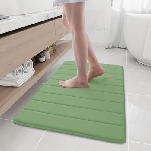 Homaxy Memory Foam Badezimmer Badeteppiche Saugfähige Rutschfester Badvorleger Waschbar Badematte - 60 x 90 cm, Grün