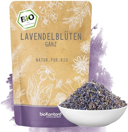 bioKontor – BIO Lavendelblüten getrocknet 250g – 100% naturbelassen | deutsche Handabfüllung – duftintensiv – Lavendeltee & Gewürz – Lavendelblüten essbar Lebensmittelqualität