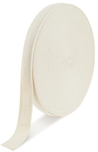 Molain Schrägband Baumwollband, 50m Baumwoll Schrägband, Nahtband Baumwolle Breites Baumwolle Gefalzt Gurtband Webbing mit Fischgrätenstich für DIY Handwerk Schrägband für Näharbeiten (Breite 20mm)