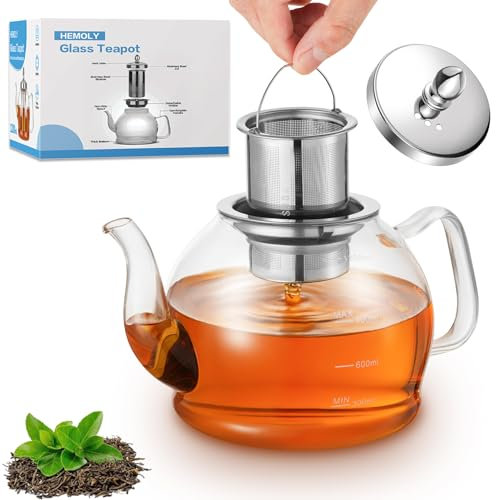 1200ML Teiera di vetro, Teiera con infusore, Teiera di vetro borosilicato per piano cottura, Teiera di tè in fiore, Teiera di tè in fiore, Teiera in vetro borosilicato