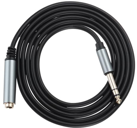 QUARKZMAN 6.35mm 1/4 TRS Macho a Hembra Cable Audio Estéreo 6 Pies Negro