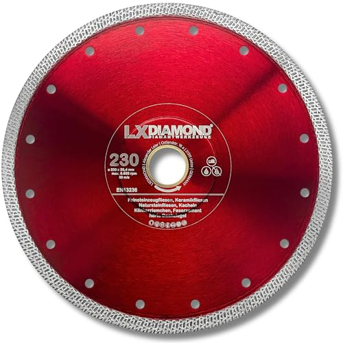LXDIAMOND Diamant-Trennscheibe 230mm x 25,4mm Diamantscheibe für Feinsteinzeugfliesen Fliesen Natursteinfliesen extra dünn - Premium Trennscheibe 230 mm