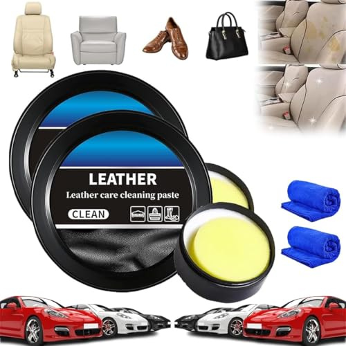 Leder Reinigungs- und Pflegecreme & Reinigungspaste für Lederpflege Reinigungspaste, Lederpflegecreme, Lederpflege Reinigungspaste, Auto Leder Conditioner Innenreiniger (2, Set)