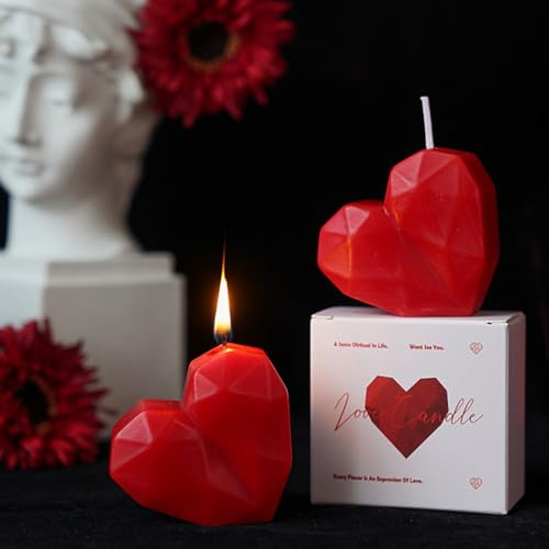 Lot de 2 bougies parfumées en forme de cœur pour la Saint-Valentin, mariage, anniversaire, décoration d'intérieur