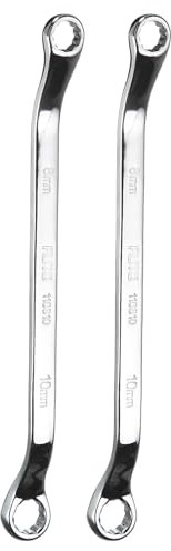 QUARKZMAN 2 Pcs Llaves de Caja de 45 Grados de Desplazamiento 8mm x 10mm Métrico 12 Puntos Cromo Espejo Plateado Acero Cr-V Llaves de Caja Doble Llaves de Caja Largas de Grado Industrial