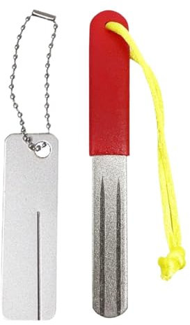SLEEKEE 1 Affilacoltelli con Manico Rosso E 1 Mini Affilacoltelli, Attrezzatura da Campeggio All'Aperto, Strumento per Affilare Rapidamente I Coltelli, Affilacoltelli Portatile
