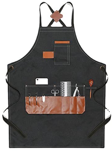 Jwthee Work Apron, Chef Aprons Canvas Woodworking Apron Tool Apron with Large Pockets Apron Heavy Duty Adjustable Work Apron for Men