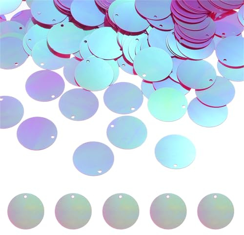 QUARKZMAN 450 lentejuelas redondas planas, 20 mm/0,8 pulgadas, lentejuelas grandes para degradado de resina AB rosa rojo lentejuelas sueltas con agujeros para manualidades, costura, bordado, ropa