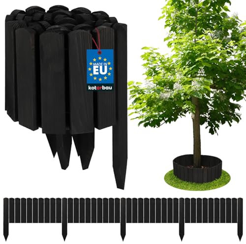 KOTARBAU® Bordure de parterre en bois - 200 x 20 cm - Anthracite - Bordure de parterre - Bordure en bois - Bordure de palissade - Bordure de pelouse décorative - Clôture de jardin flexible