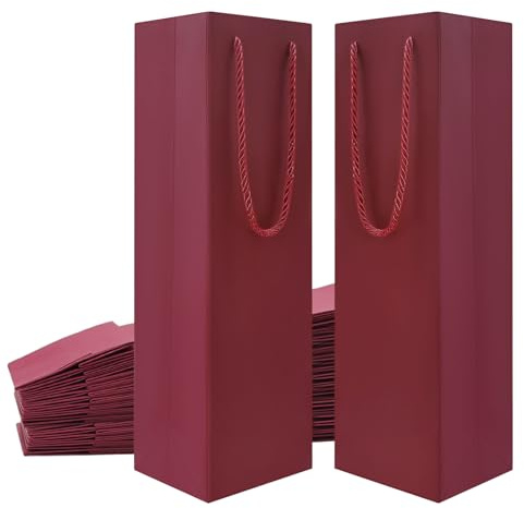 20 stycken vinpåsar i kraftpapper, praktiska flaskpåsar, presentpåsar, robusta vinflaskor, väska med handtag, vin, presentpåsar, vinpåsar för fest, bankett, bröllop, jul (bordeauxröd)