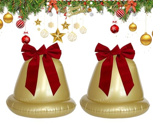 Decoraciones de bola inflable de Navidad, bola inflable de cascabel gigante, decoración festiva portátil para patio, porche, sala de estar, jardín exterior