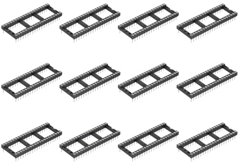 sourcing map 12Pcs DIP IC Chip Socket Adapter 15.24mm Row Pitch Round 40 Pin IC Assortment Kit 2.54mm/0.1 Pitch for Breadboard Project, PCB Board Design