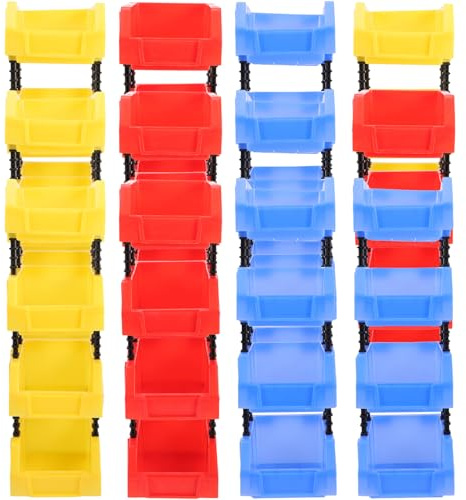 FIXOSHEE Boîte De Rangement pour Pièces Et Outils Empilable 12 Pcs Robuste Organisateur De Garage Bacs De Stockage Muraux Rangement Atelier