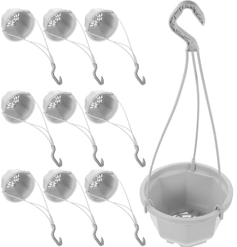 TOBBOMEY 10 Juegos Macetas Colgantes Grandes para Orquídeas con Gancho Plástico Resistente para Plantas Interior y Exterior Decorativas y Duraderas Jardineras Colgantes Versátiles para