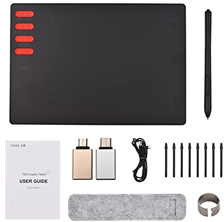 Ejoyous Grafikplatta Digital Konst Grafik med Batterifri Penna 8192 Trycknivåer 8 Genvägstangenter 7,6 X 5,6 i Aktivt Område för Ritdesignundervisning på (Typ 1)