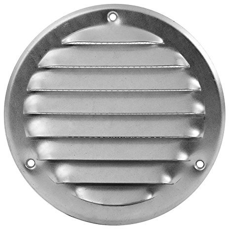 Lüftungsgitter Metall verzinkt Durchmesser 140 mm mit Insektenschutz mit Insektenschutz, Edelstahlschrauben und Dübel