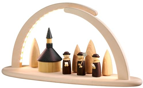 Seiffener Volkskunst | LED Lichterbogen Schwibbogen 42x21cm | Original Erzgebirgische Volkskunst | 15372 | Weihnachten Weihnachtsbogen | Seiffener Kirche