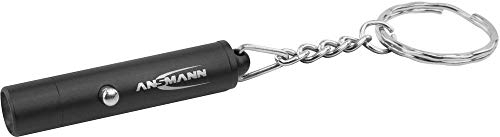 Ansmann Mini LED Schlüsselanhänger Licht [Schwarz] Aluminium Mini Schlüsselanhänger Licht inkl. 4 x LR41 Knopfzellen - 2 Jahre Garantie