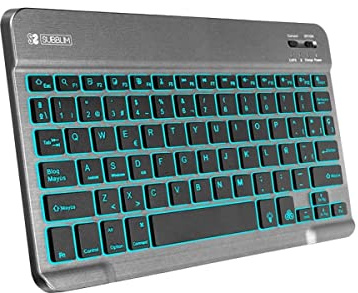 SUBBLIM Teclado Retroiluminado Smart Bluetooth para Tablet O iPad Gris Negro Teclado Retroiluminado Diseño Ultra Slim Teclas De Alta Precisión Batería Li-Ion Recargable Ahorro De Energía
