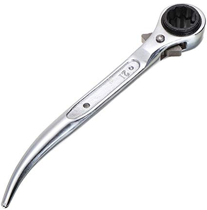 AGAOXING 1pc 2 Way Ratchet Spanner 45#Steel Scaffold Spanner Wrench 19-21mm for Quick Fasten Remove Screws Nuts Construction Hand Tool