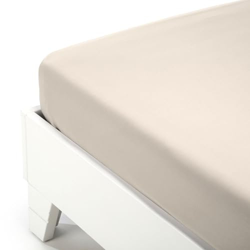 Caleffi 59037 Jersey Inferiore Lenzuolo per Matrimoniale Letto, Avorio