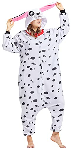 HEWERON Pigiama intero da adulto, motivo dalmata, per cosplay, per donne e uomini