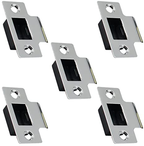 Marco de puerta de cromo pulido con placa de huelga + caja de polvo + tornillos a juego (5)