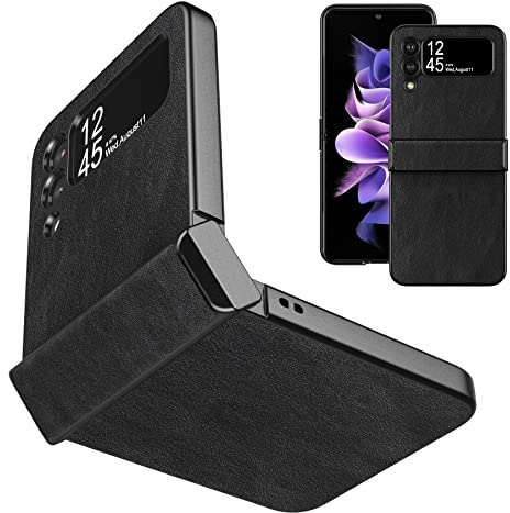 Cresee Hülle für Samsung Galaxy Z Flip 3 5G, mit Scharnier Abdeckung Kamera Schutz, Handyhülle Case Schutzhülle Cover für Galaxy Z Flip3 2021, Schwarz