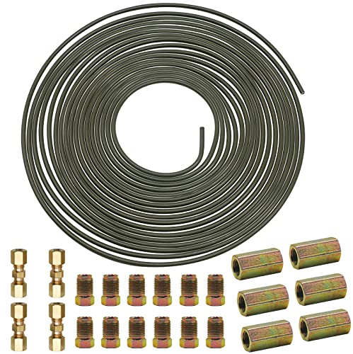 Set di 5 m tubo freno 3/16 (Ø 4,75 mm) con connettore M10, ricambio per tubo del freno, raccordi e connettori flaring DIN in rame e acciaio rame