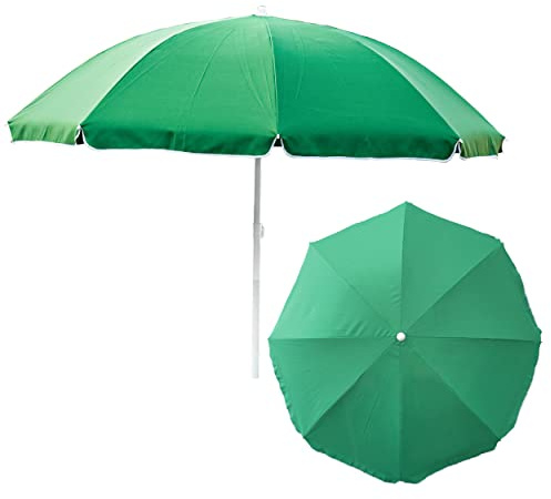 botle Ombrellone da giardino materiale poliestere/TNT non tessuto/acciaio colore tema turistico spiaggia leggero pieghevole funzione frenante moderno funzionale, verde, D 240 cm