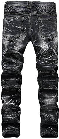 EODJXIO Jeans Uomo Elasticizzati Estivi - Pantaloni Harem, Neri, Larghi, Skinny, Strappati - Pantaloni Fitness Corti - Per Bambino 12 Anni