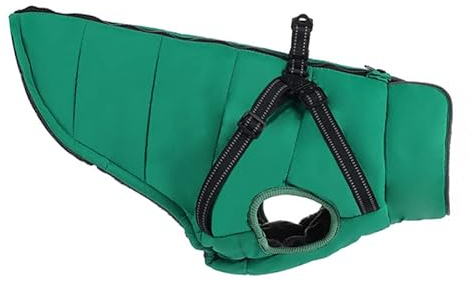 showyond Warme Hundemantel Winter, Hundemantel mit Geschirr, Hundemantel für Kleine Hunde Hundemantel Wasserdicht Hundejacke Winter warm Fleece Haustier Mantel (M,Grün)