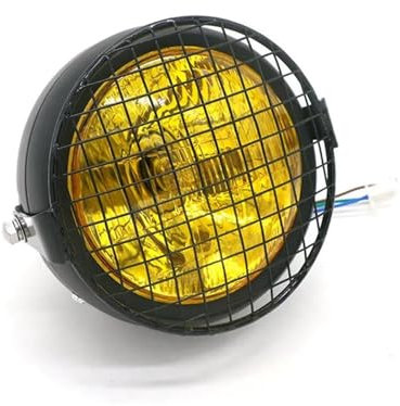 OSKOE Luz Señal de Giro con Soporte Universal para Motocicleta Harl&EY, Kit de lámpara de Faro Delantero halógeno de 35W con Rejilla metálica Negra Retro, Compatible con (Color : Yellow Lens)