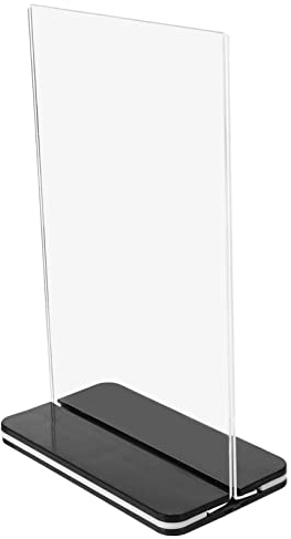 NUOBESTY Acryl Ausstellungsständer Durchsichtiger Schilderhalter Für Plakate Vertikales Design Stabile Basis Für Büro Und Heimgebrauch Doppelseitige Anzeige Für Preisschilder Und Speisekart