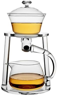 KALWEL, Set da tè pigro, set da tè automatico, set da tè in vetro Lazy Kung Fu, teiera magnetica, teiera a goccia, set da tè semiautomatico in vetro, persone pigre con teiera a induzione magnetica,