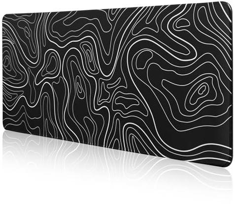 DAWNTREES XXL Mouse Pad, 1400x600x4mm Extended Topographic Mouse Pad,Black