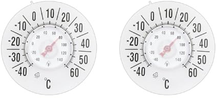 Hohe Genauigkeit Fensterthermometer Temperatur Innen/Außen Wasserdicht Runde Saugart Außenfenster Thermometer Saugnapf Fensterthermometer für Außentemperatur