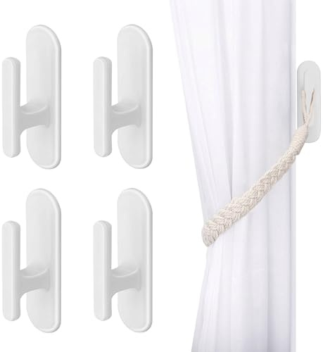 MEKEET Window Cord Winder White 4PCS | Safety Back Self Adhesive, Curtain Hooks Wrap Cleats, For Blinds Curtains Sun Shades Ropes