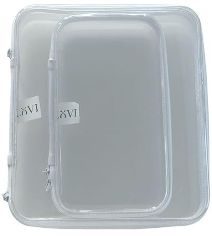 YLOVI- Caja almacenaje plastico duro transparente - Set de 2 - Organizadores multiusos para juguetes, cocina, apilables. Almacenaje juguetes con doble cremallera. Organizador armario.